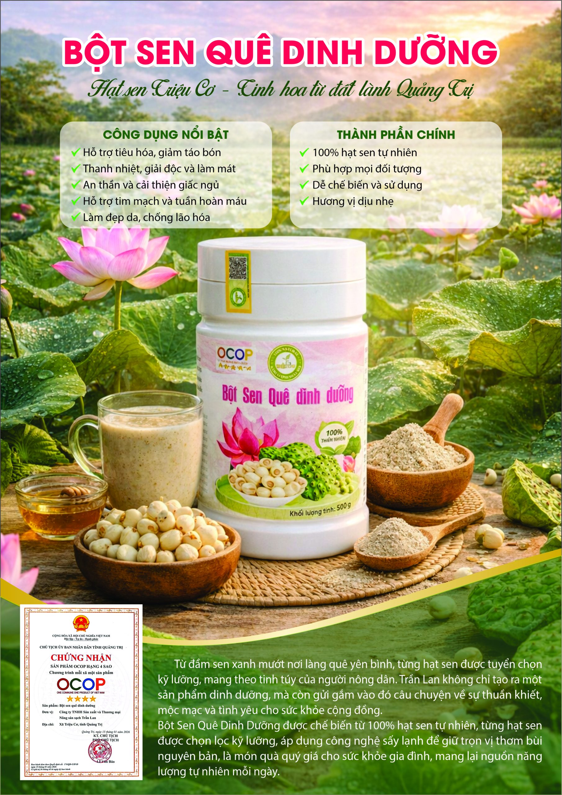 Bột sen quê dinh dưỡng – Hộp 250g/500g