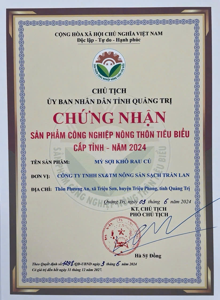 Giải thưởng và chứng nhận Trần Lan