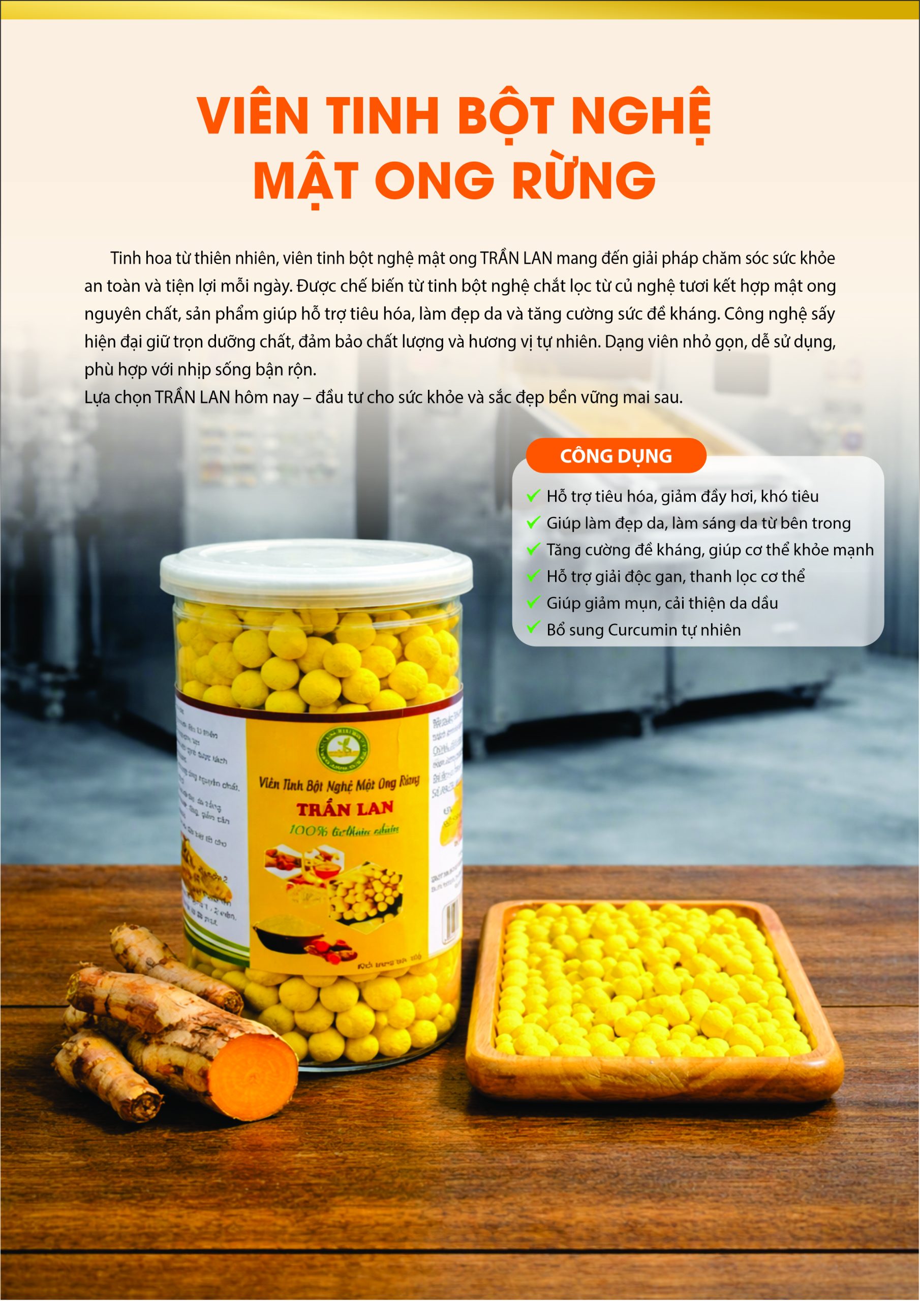 Viên tinh bột nghệ mật ong – Hộp 250g/500g
